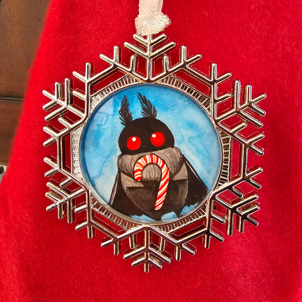 Holiday Ornament - mothman with Candycane