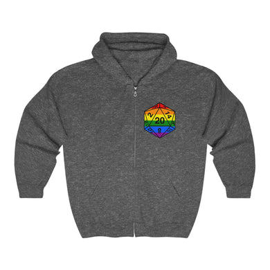 Rainbow Pride D20 - Unisex Zip Hooded Sweatshirt