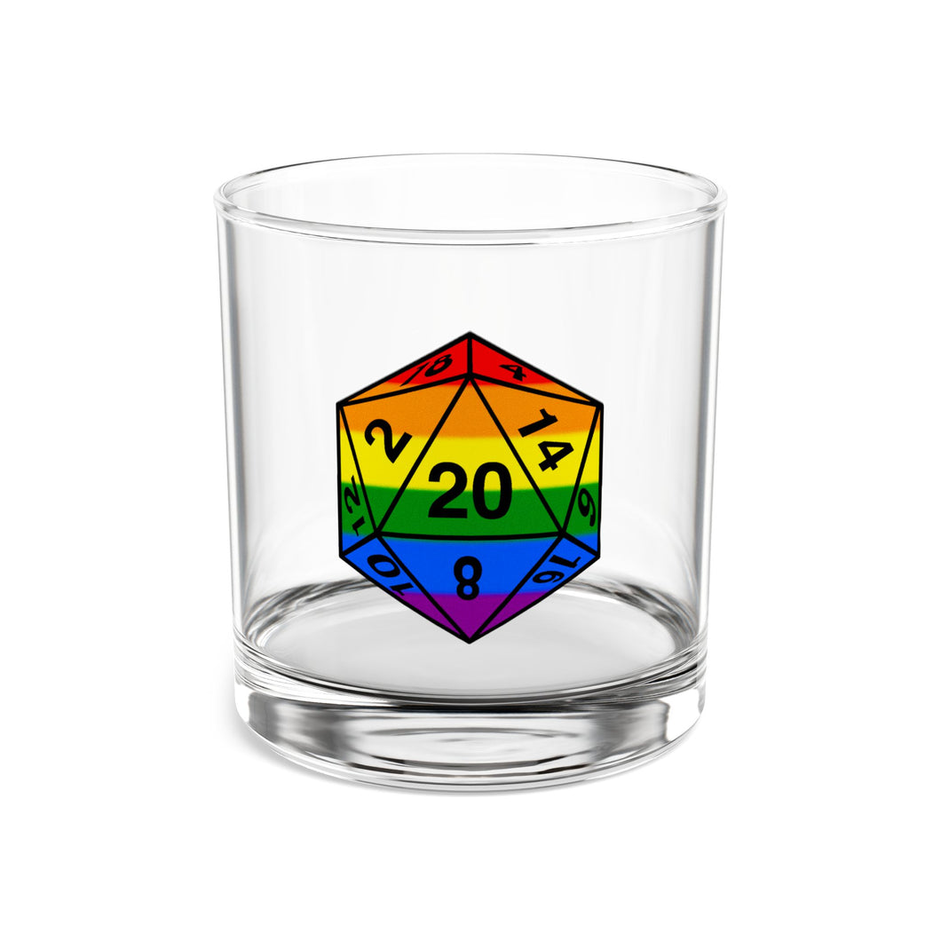 Rainbow D20 - Rocks Glass