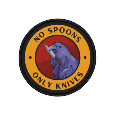 Funny Iron-On Patch - 'No Spoons Only Knives' for Jackets & Bags