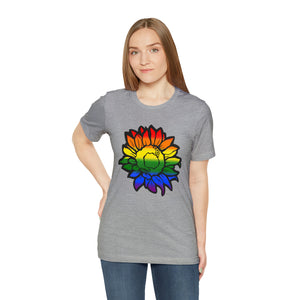 Rainbow Pride Sunflower - Unisex Jersey Short Sleeve Tee