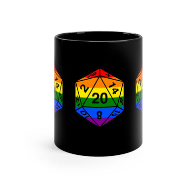 Pride Rainbow D20 - 11oz Black Mug