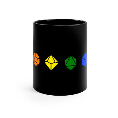 Rainbow Pride Dice Line - 11oz Black Mug
