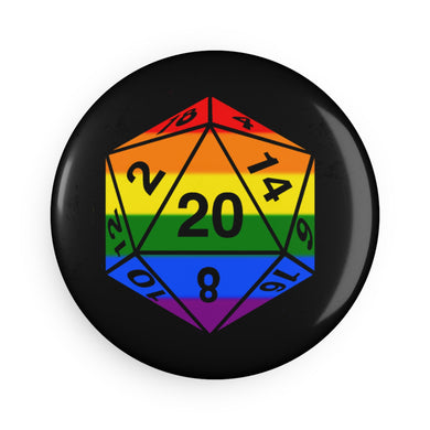 Rainbow Pride D20 - Button Magnet, Round (1 & 10 pcs)