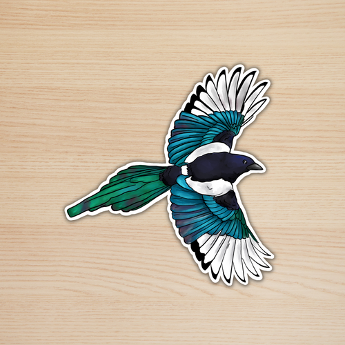 Magpie in Flight Sticker