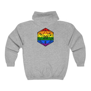 Rainbow Pride D20 - Unisex Zip Hooded Sweatshirt