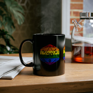 Pride Rainbow D20 - 11oz Black Mug