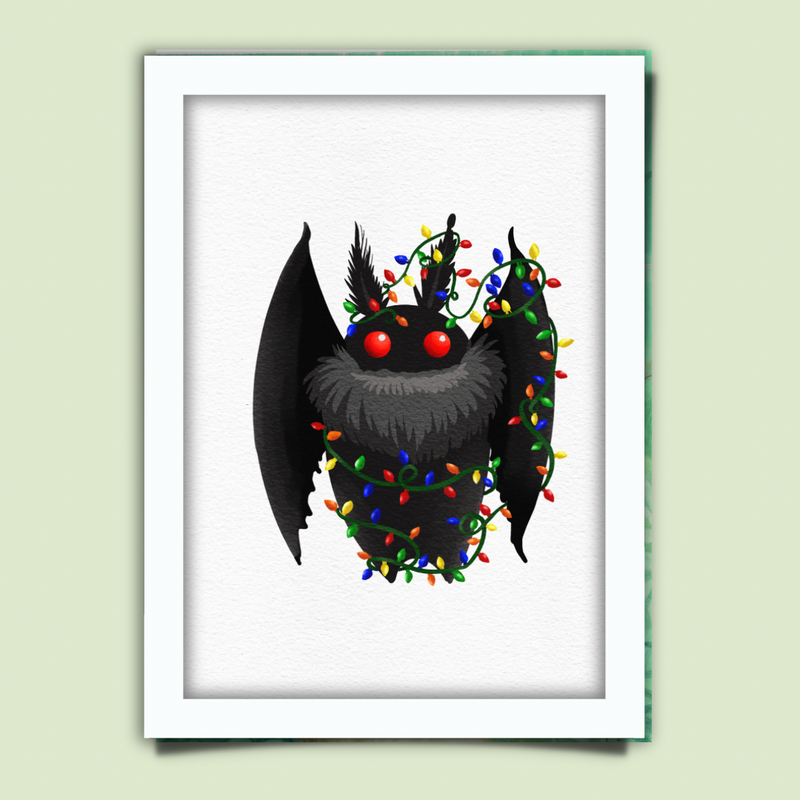 デハラユキノリ モスマン MOTHMAN 蓄光 Merry Christmoth Art Print – Sunfeather Studio
