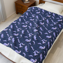 Blue Foxes - Velveteen Plush Blanket