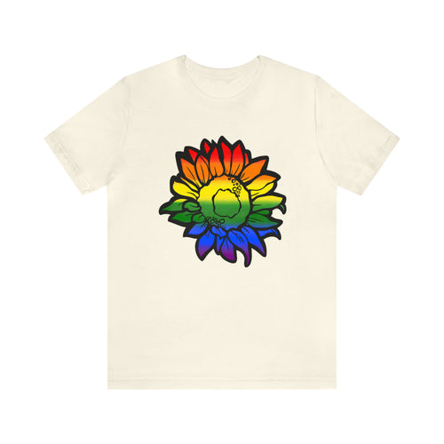 Rainbow Pride Sunflower - Unisex Jersey Short Sleeve Tee