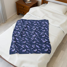 Blue Foxes - Velveteen Plush Blanket