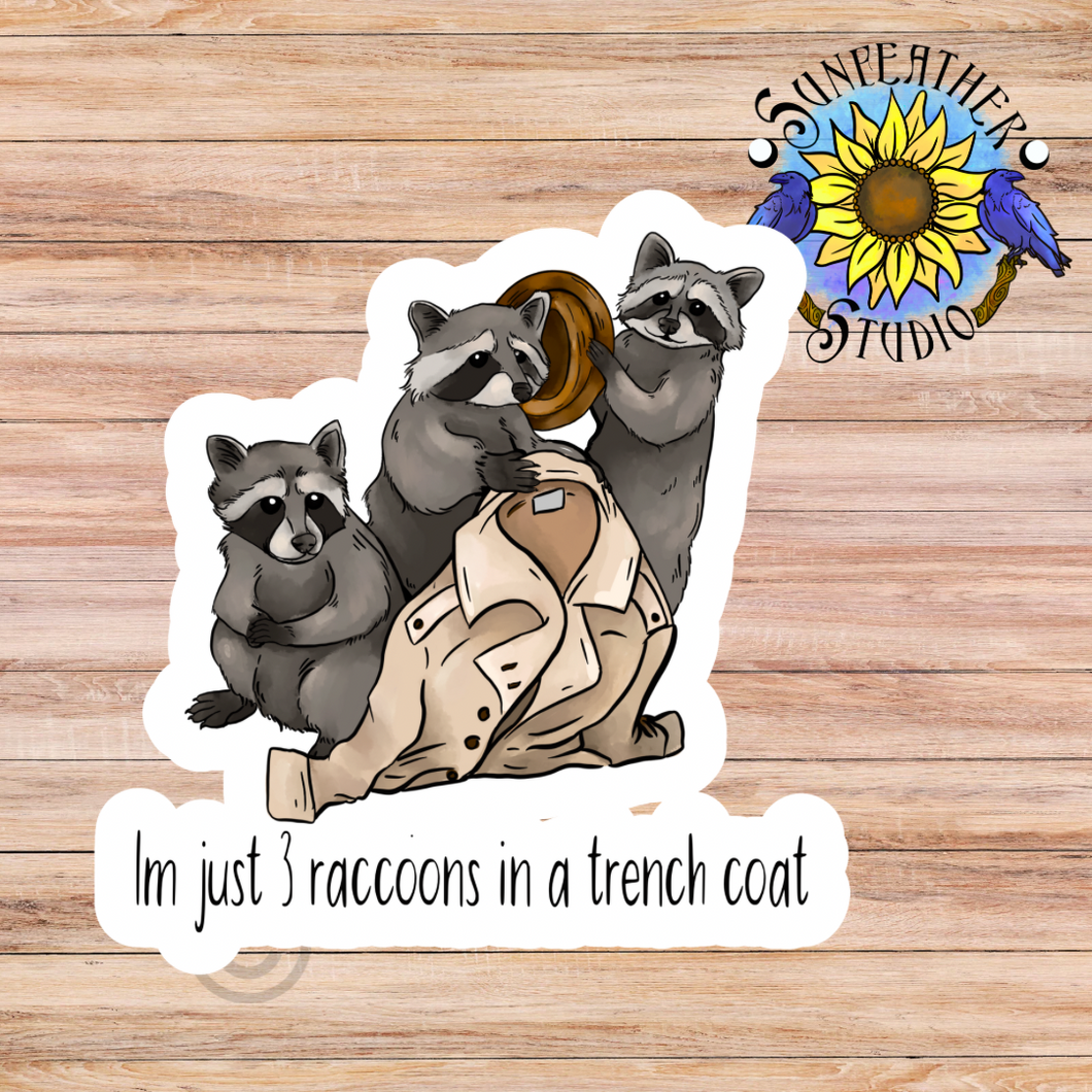 Raccoons in a coat sticker