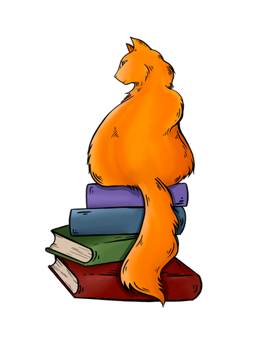 Cat with books sticker