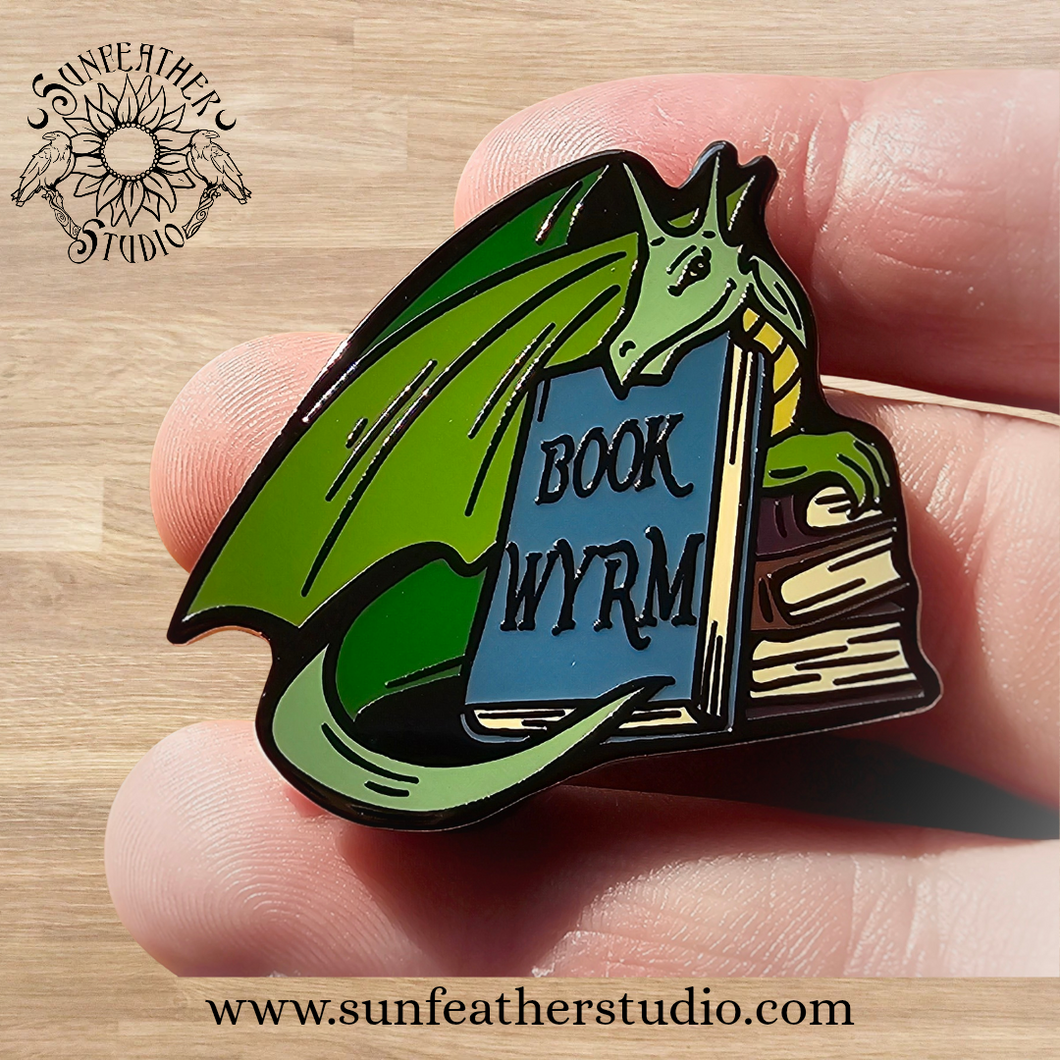Book Wyrm Enamel Pin