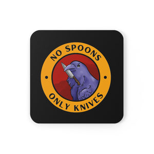 No spoons, only knives - Cork Back Coaster