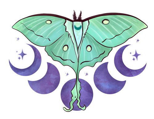 Luna Moth and Moons Sticker