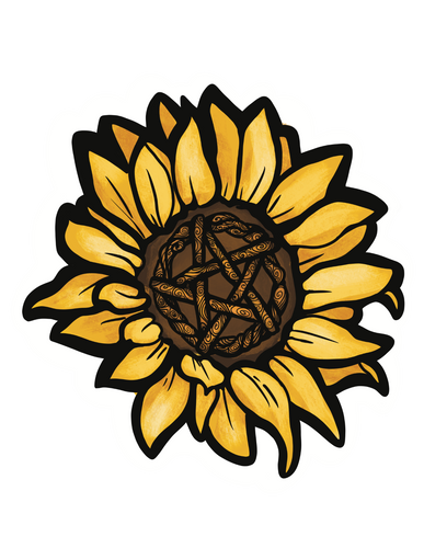 Sunflower Pentacle Sticker