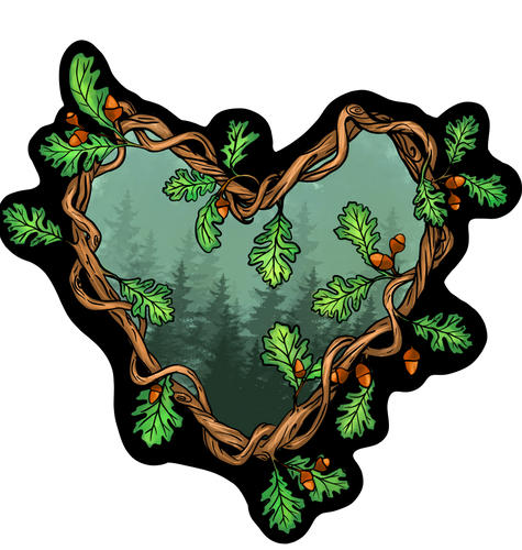 In the Oaks - Forest Heart Sticker