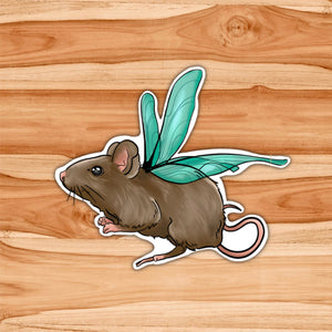 Teal Mouse Fairy Sticker