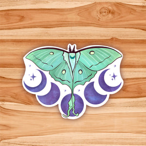 Luna Moth and Moons Sticker
