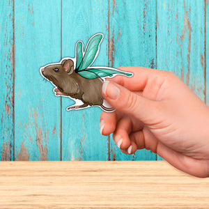 Teal Mouse Fairy Sticker
